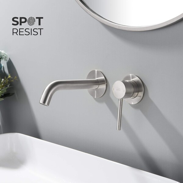 Circular Single Handle Wall Mounted Bathroom Sink Faucet, Brushed Nickle